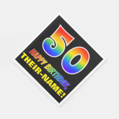50誕生日:はっきりした,おもしろい,シンプル虹, 50 スタンダードランチョンナプキン (角)