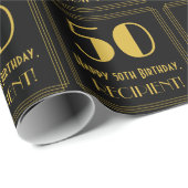 50誕生日～アールデコインスパイア見る"50"，名前 ラッピングペーパー (ロールコーナー)