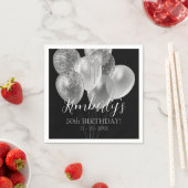 50誕生日、シルバーグリッターバルーン、名前&年齢 スタンダードカクテルナプキン (インサイチュ)