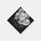 50誕生日、シルバーグリッターバルーン、名前&年齢 スタンダードカクテルナプキン (角)