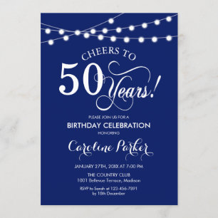 50誕生日 – ネイビーブルーホワイト 招待状