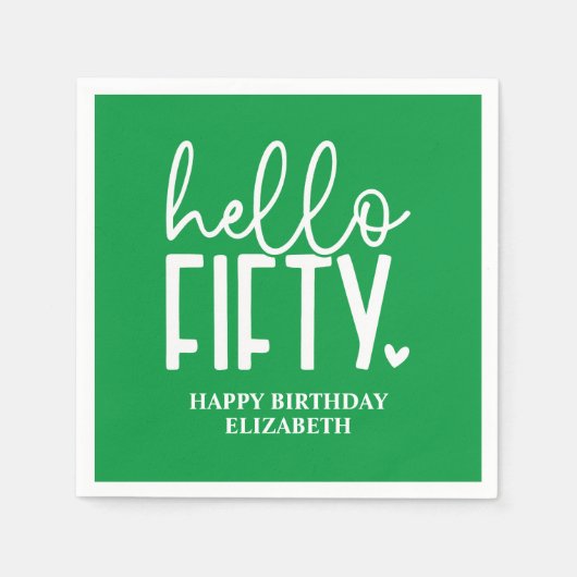 50誕生日 パーソナライズされた スタンダードカクテルナプキン (正面)