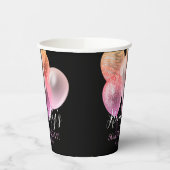 50誕生日、ピンクのグリッターバルーン名Age Date 紙コップ (左)