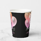 50誕生日、ピンクのグリッターバルーン名Age Date 紙コップ (右)