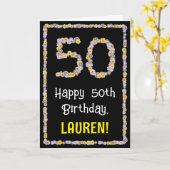 50誕生日:フローラ花数名前をカスタムする カード (黄色い花)