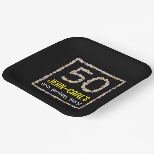 50誕生日:フローラ花数名前をカスタムする ペーパープレート (傾斜あり)