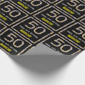 50誕生日:フローラ花数名前をカスタムする ラッピングペーパー (角)