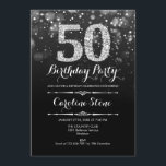 50誕生日 – ブラックシルバー 招待状<br><div class="desc">50番目の誕生日招待状。エレガント白黒銀フェイクグリッターデザイン。大人の誕生日。ダイヤモンドとスクリプトフォントを搭載。男女の招待状。誕生日パーティスタイリッシュに最適。メッセージもしの詳細なカスタマイズが必要。</div>