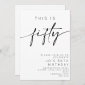 50誕生日 ミニマル 招待状 (正面/裏面)