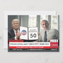 50誕生日🎙️メンズトランプおもしろいテレビニュースカード 招待状