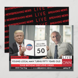 50誕生日🎙️メンズトランプおもしろいテレビニュースカード 招待状