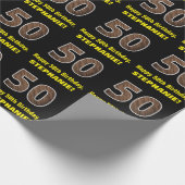 50誕生日:名前フェイク&木目パターン「50」 ラッピングペーパー (角)