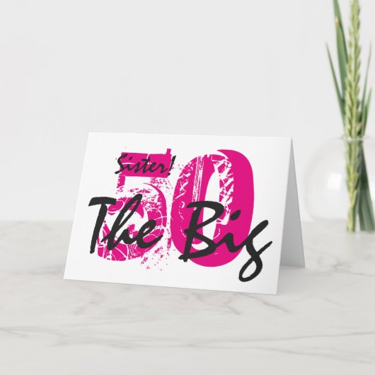50誕生日、姉妹、ピンク、黒文字の白。 カード (正面)