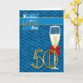 50誕生日 – 幾何学的誕生日カードシャンパン カード (黄色い花)