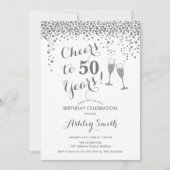50誕生日-応援から50年シルバーホワイト 招待状 (正面)
