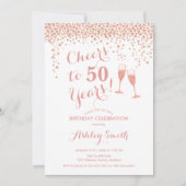 50誕生日-応援から50年バラ金ゴールド白 招待状 (正面)
