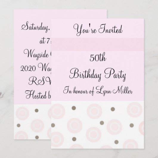 50誕生日 招待状 (正面/裏面)