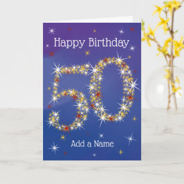 50誕生日 – 星50番 – 青 – 年齢 カード