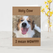 「50誕生日」犬がWOW!!!!! カード (黄色い花)