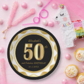 50誕生日/記念日 – ブラック&金ゴールド ペーパープレート (パーティー)