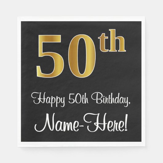 50誕生日~豪華エレガントなフェイク金ゴールド スタンダードランチョンナプキン (正面)