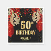 50誕生日 – 赤い風船🎈 スタンダードカクテルナプキン (正面)