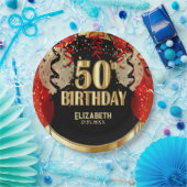 50誕生日 – 赤い風船🎈 ペーパープレート (パーティー)