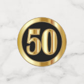 50誕生日 – 赤、黒、金ゴールド🎈写真 コンフェッティ (スモール正面)