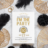 50誕生日-金ゴールドグリッター文字私はパーティー 招待状