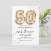 50誕生日-金ゴールドバルーン 招待状 (スタンド正面)