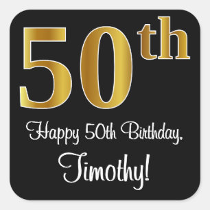 50誕生日 – 高級エレガント金ゴールドルッフェイクク# スクエアシール