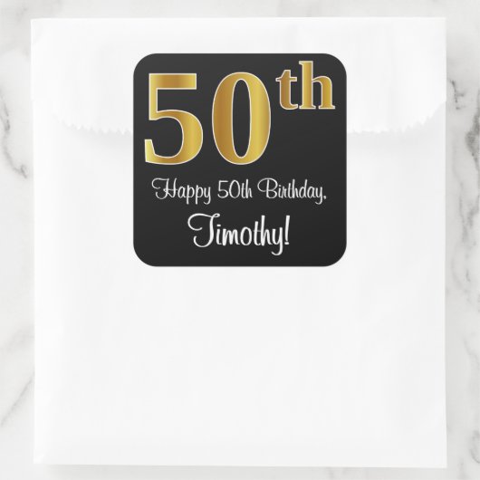 50誕生日 – 高級エレガント金ゴールドルッフェイクク# スクエアシール (バッグ)