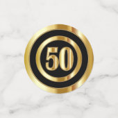 50誕生日 – 黒と金ゴールド コンフェッティ (スモール正面)