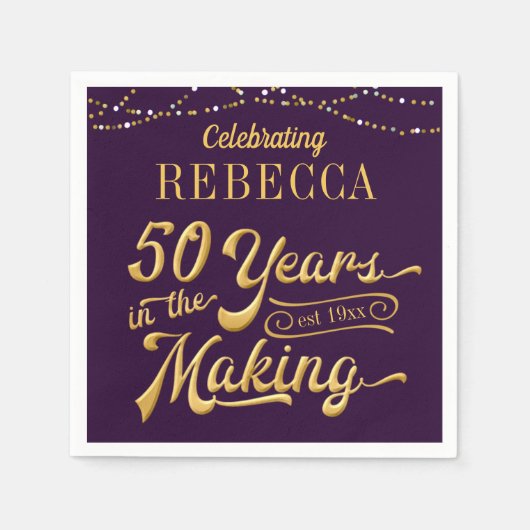 50誕生日- 50年間のカスタマイズ スタンダードカクテルナプキン (正面)