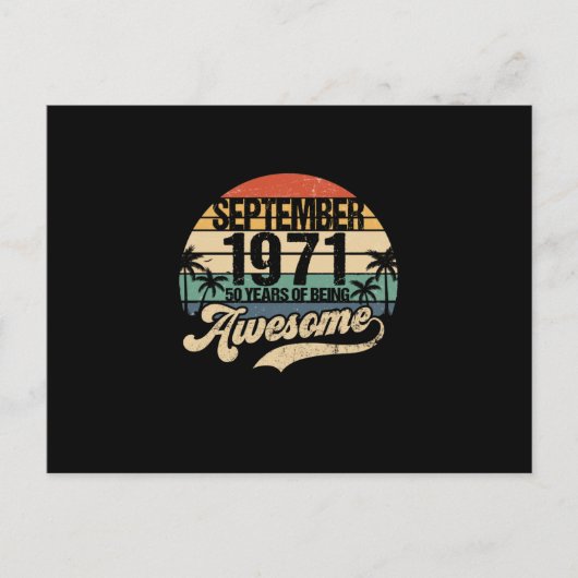 50誕生日、9月素晴らし以来50歳 案内ポストカード (正面)