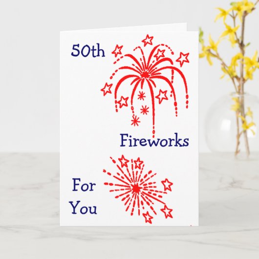「50誕生日」FIREWORKS カード (黄色い花)