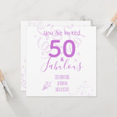 50誕生日CustomNameホットピンクパーティの招待状 カード (正面/裏面インサイチュ)