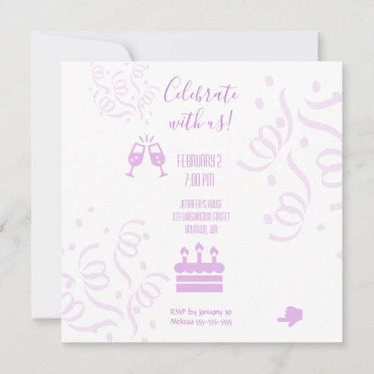 50誕生日CustomNameホットピンクパーティの招待状 カード (裏面)