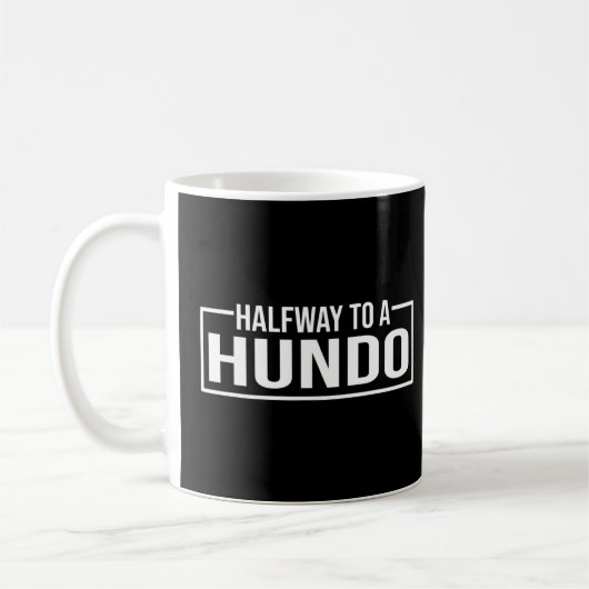 50誕生日Gagの半分に100の半分にHund コーヒーマグカップ (左)