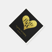 50誕生日Hello 50ブラック |金ゴールドフェイクハート スタンダードカクテルナプキン (角)