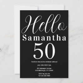 50誕生日Hello 50白黒パーティー 招待状