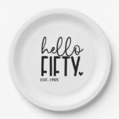 50誕生日Hello Fiftyシャツ ペーパープレート (正面)