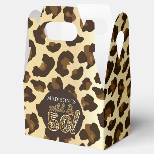 50誕生日Leopard Balloon Script フェイバーボックス (オープン)