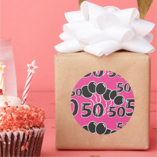50誕生日PINKとBLACK - 50歳スタンプ ラウンドシール