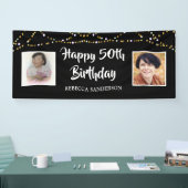 50誕生日Then & Now Photos Lights Black 横断幕 (トレードショー)