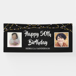 50誕生日Then & Now Photos Lights Black 横断幕