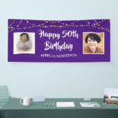 50誕生日Then & Now Photos Lights Purple 横断幕 (トレードショー)