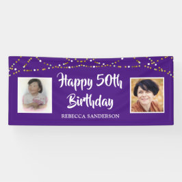 50誕生日Then & Now Photos Lights Purple 横断幕