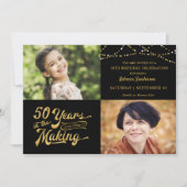 50誕生日Then & Now Photos String Lights 招待状 (正面)