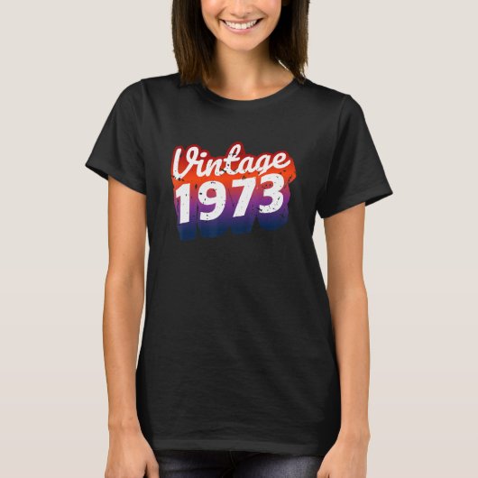 50誕生日u2013ヴィンテージレトロ1973 tシャツ (正面)
